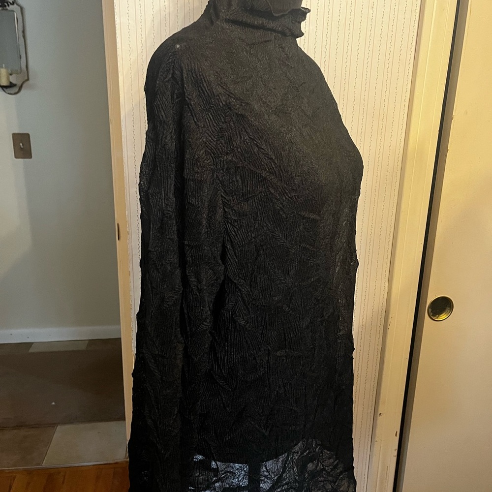 Black mock neck sheer top
